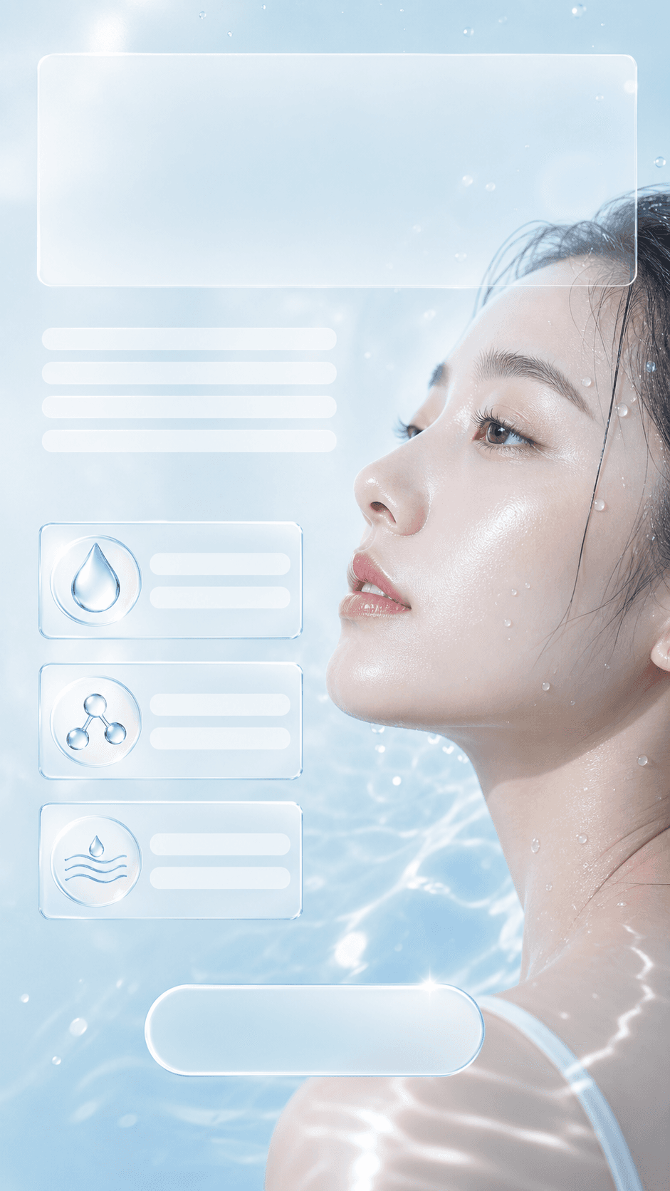 清透水光项目海报模板预览