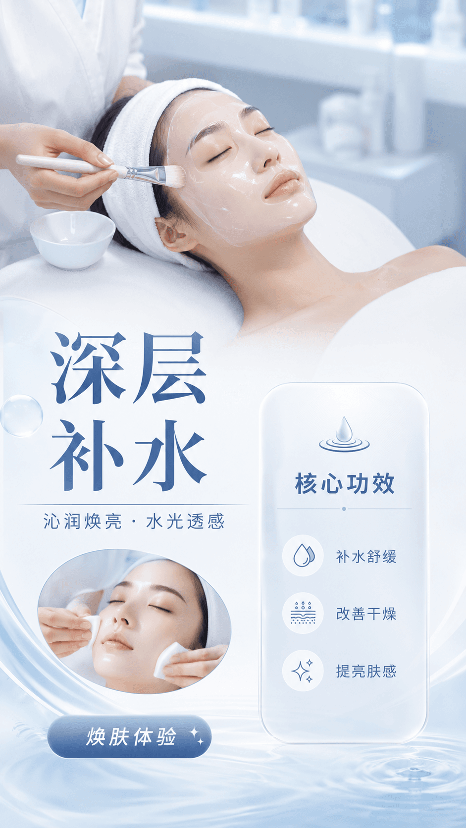 冰蓝水感 · 深层补水模板预览